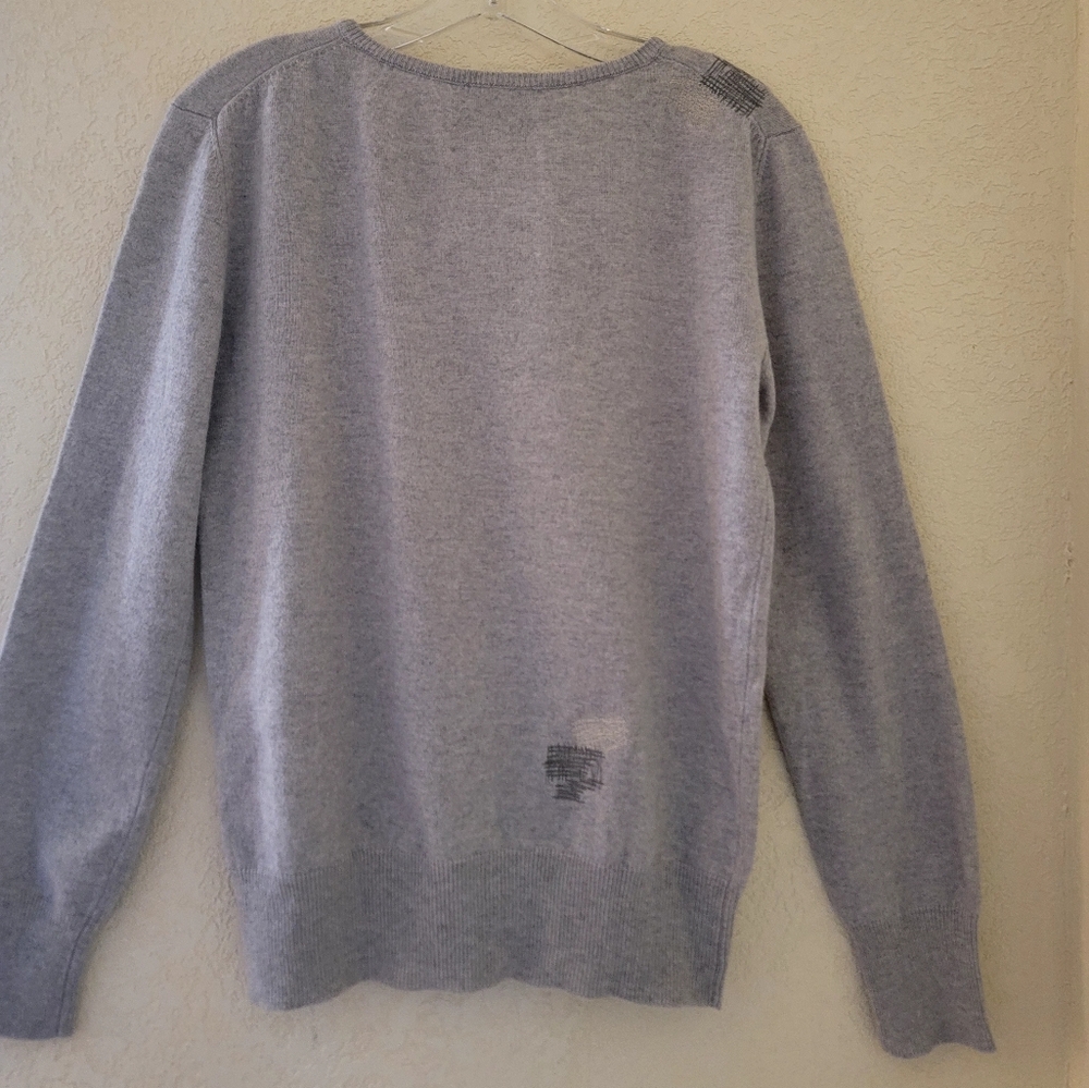 Each x Other Sweater Gray Patched 100% Cashmere Relaxed Fit V-neck Size XS - Picture 8 of 13